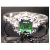 Platinum Natural Tourmaline & Diamond Ring Platinum Natural Tourmaline & Diamond Ring