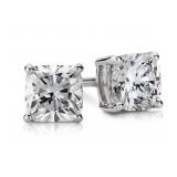 14kt Gold 3.00 ct Cushion Cut Lab Diamond Earrings