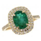 14k Gold 2.46 ct Natural Emerald & Diamond Ring
