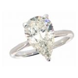 14k Gold 3.38 ct Pear Cut Lab Diamond Ring