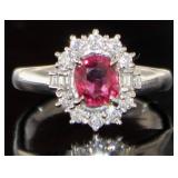 Platinum 1.43 ct GIA Natural Ruby & Diamond Ring