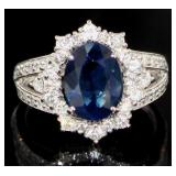 Platinum 3.67 ct GIA Sapphire & Diamond Ring