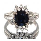 Platinum 3.57 ct Natural Sapphire & Diamond Ring