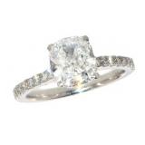 14k Gold 3.24 ct Cushion Lab Diamond Ring