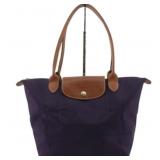 Longchamp Purple Canvas Tote Handbag
