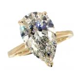 14k Gold 5.40 ct Pear Cut Lab Diamond Ring
