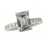 14k Gold 3.64 ct Emerald Cut VS1 Lab Diamond Ring