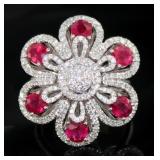 18kt Gold 4.06 ct Natural Ruby & Diamond Ring