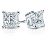 14kt Gold 2.20 ct Princess Cut Lab Diamond Studs