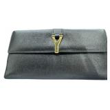 Yves Saint Laurent Black Sheepskin Y Long Wallet