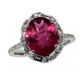 14k Gold 3.38 ct Oval Tourmaline & Diamond Ring