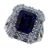 14kt Gold 7.72 ct Sapphire & Diamond Ring