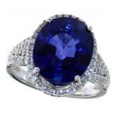 14kt Gold 8.38 ct Oval Sapphire & Diamond Ring