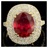 14kt Gold 7.06 ct Oval Ruby & Diamond Ring