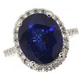 14k Gold 9.42 ct Sapphire & Diamond Ring
