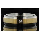 10kt Gold-SS Men's Diamond Solitaire Ring