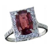 GIA Platinum 3.81 ct Cushion Ruby & Diamond Ring