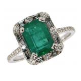 14k Gold 2.24 ct Natural Emerald & Diamond Ring