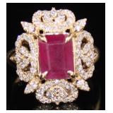 14k Yellow Gold 3.05 ct Ruby & Diamond Ring