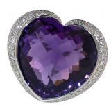18kt Gold 29.50 ct Amethyst & Diamond Heart Ring