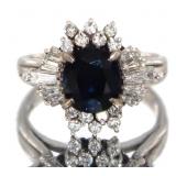 Platinum 3.57 ct Natural Sapphire & Diamond Ring