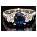 Platinum 2.57 ct Natural Sapphire & Diamond Ring