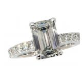 14k Gold 4.23 ct Emerald Cut VS2 Lab Diamond Ring