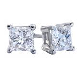 14k Gold 4.00 ct Princess Cut Lab Diamond Earrings