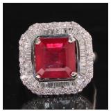 14kt Gold 8.10 ct Ruby & Diamond Ring