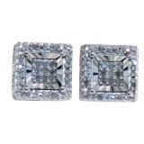 Princess Cut Pave' Diamond Stud Earrings