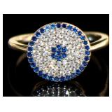 Brilliant Blue & White Sapphire Pave' Ring