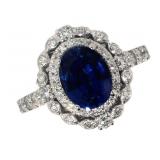 14k Gold 3.35 ct Oval Sapphire & Diamond Ring