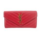 Yves Saint Laurent Red Cassandra Long Wallet