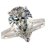 14k Gold 5.01 ct Pear Cut Lab Diamond Ring