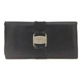 SALVATORE FERRAGAMO BLACK LEATHER LONG WALLET