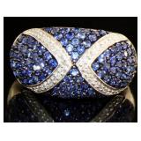 Brilliant 2.14 ct Pave' Sapphire & Diamond Ring