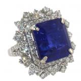 14k Gold 21.03 ct Tanzanite & Diamond Ring