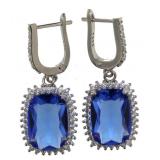 Radiant Cut 13.75 ct Tanzanite Dangle Earrings