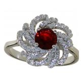 Round Red Ruby Designer Ring