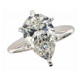 14k Gold 3.29 ct Pear Shape VS2 Lab Diamond Ring
