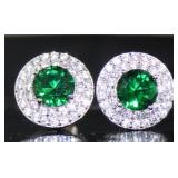 Elegant 3.50 ct Emerald Halo Earrings