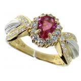 18kt Gold 1.65 ct GIA Ruby & VS Diamond Ring