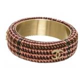 Chanel Pink Tweed Bangle Bracelet