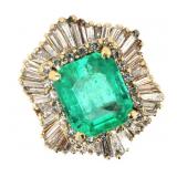 18k Gold 7.69 ct Natural Emerald & Diamond Ring