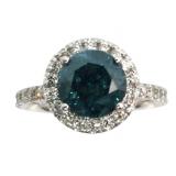 14kt Gold 4.19 ct Round Blue Diamond Ring