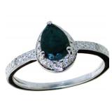 Pear Cut Natural Emerald & Diamond Ring