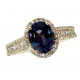 14k Gold 3.25 ct Oval Alexandrite & Diamond Ring