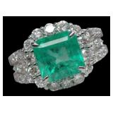 Platinum 4.50 ct Emerald & Diamond Ring