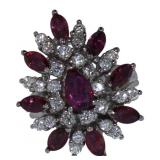 14kt Gold Pear Cut 2.20 ct Ruby & Diamond Ring