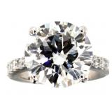 14kt Gold 9.62 ct Round VS Lab Diamond Ring